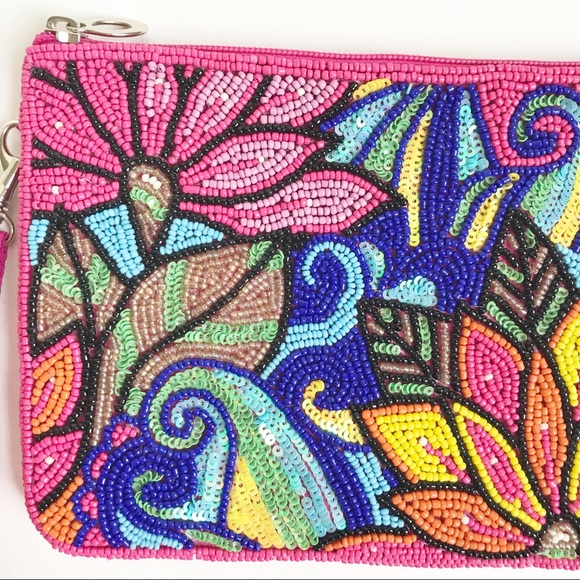 Bamboo Trading Company • Floral Beaded Clutch Pink - Picture 6 of 6